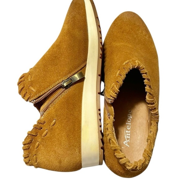 Antelope Scotty Platform Bootie Suede Cognac Brown Leather Moc Sneaker EU36 US6 - Picture 8 of 12